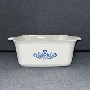 Corningware White Baking Dish with Blue Floral Design